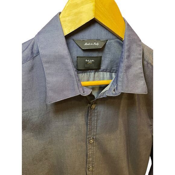 Paul Smith Exclusive Barneys NY Men Medium Indigo Denim 100%ā Cotton Button Up - Picture 3 of 12